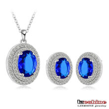 Azul strass casamento conjuntos de jóias nupcial (cst0028-b)